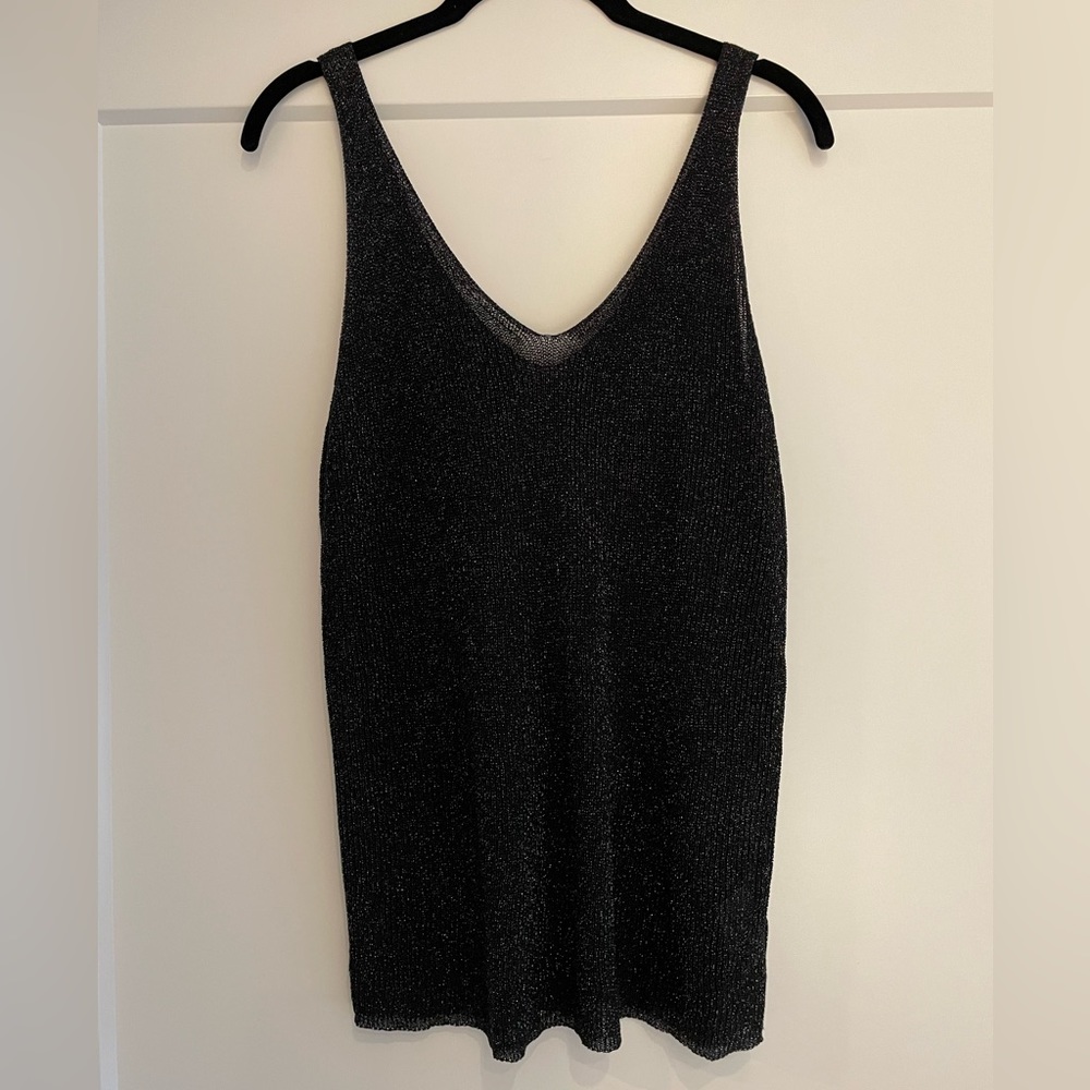 Lucy Paris black sparkly tank top - S